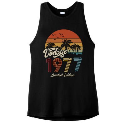 46th Birthday Vintage Limited Edition 1977 Ladies PosiCharge Tri-Blend Wicking Tank