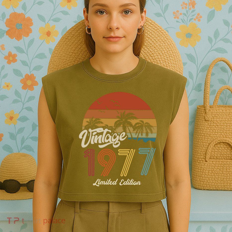 46th Birthday Vintage Limited Edition 1977 Garment-Dyed Women's Muscle Tee