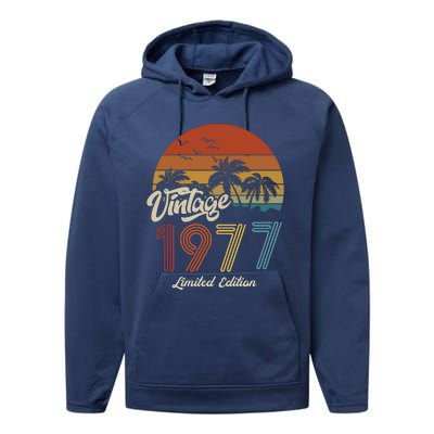 46th Birthday Vintage Limited Edition 1977 Performance Fleece Hoodie