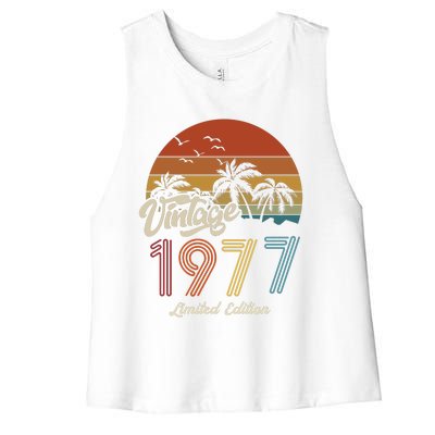 46th Birthday Vintage Limited Edition 1977 Women's Racerback Cropped Tank