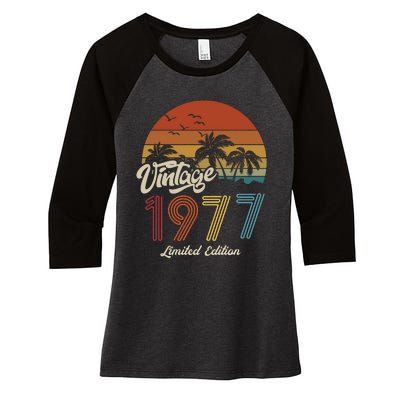 46th Birthday Vintage Limited Edition 1977 Women's Tri-Blend 3/4-Sleeve Raglan Shirt