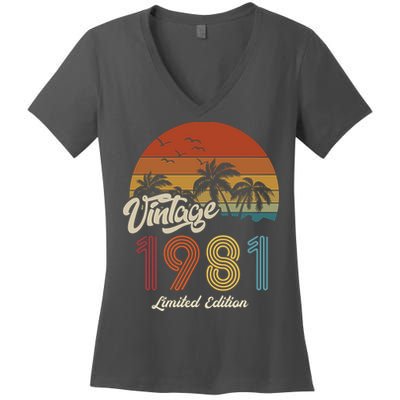 42nd Birthday Vintage Limited Edition 1981 Women's V-Neck T-Shirt
