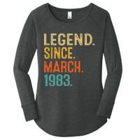 40th Birthday Vintage Legend Since March 1983 40 Year Old Women's Perfect Tri Tunic Long Sleeve Shirt