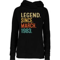 40th Birthday Vintage Legend Since March 1983 40 Year Old Womens Funnel Neck Pullover Hood