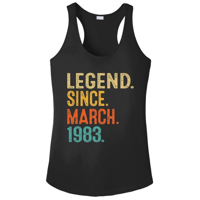 40th Birthday Vintage Legend Since March 1983 40 Year Old Ladies PosiCharge Competitor Racerback Tank