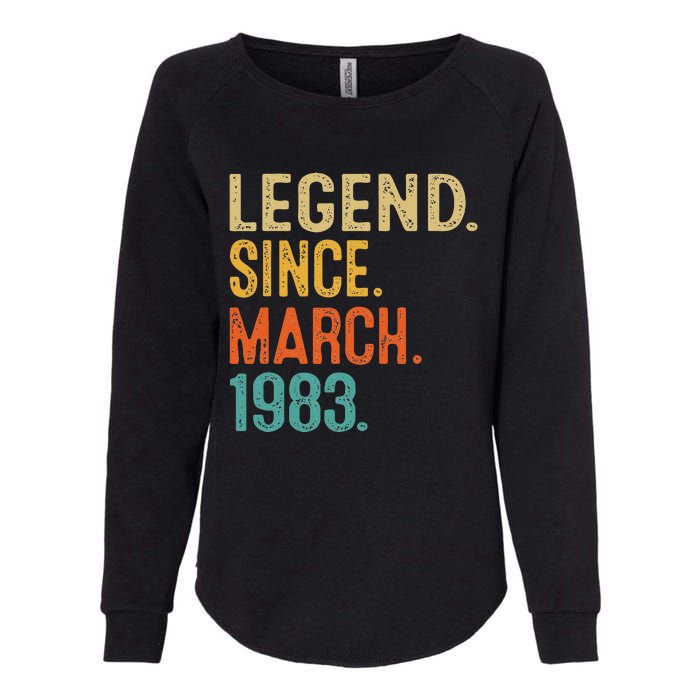 40th Birthday Vintage Legend Since March 1983 40 Year Old Womens California Wash Sweatshirt