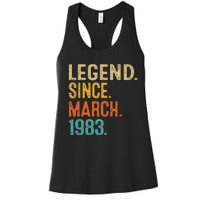 40th Birthday Vintage Legend Since March 1983 40 Year Old Women's Racerback Tank