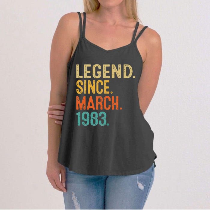 40th Birthday Vintage Legend Since March 1983 40 Year Old Women's Strappy Tank