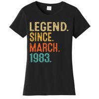 40th Birthday Vintage Legend Since March 1983 40 Year Old Women's T-Shirt