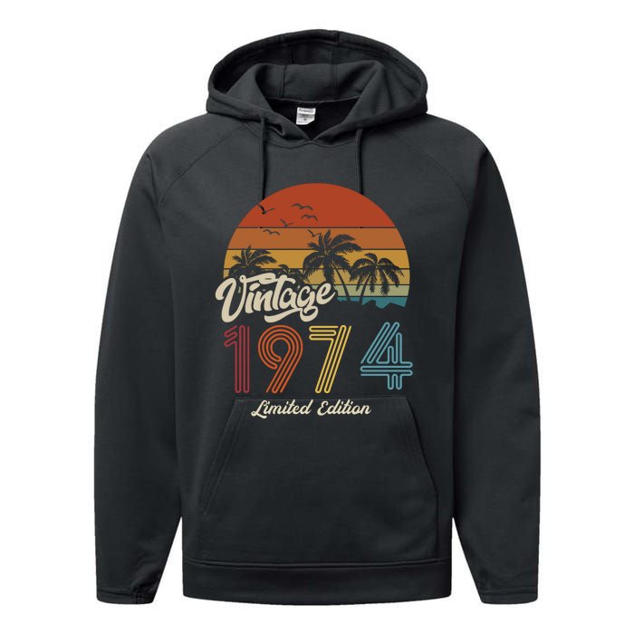 49th Birthday Vintage Limited Edition 1974 Performance Fleece Hoodie