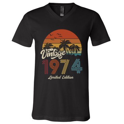 49th Birthday Vintage Limited Edition 1974 V-Neck T-Shirt