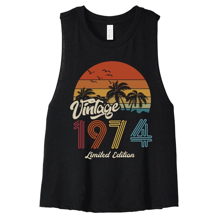 49th Birthday Vintage Limited Edition 1974 Women's Racerback Cropped Tank