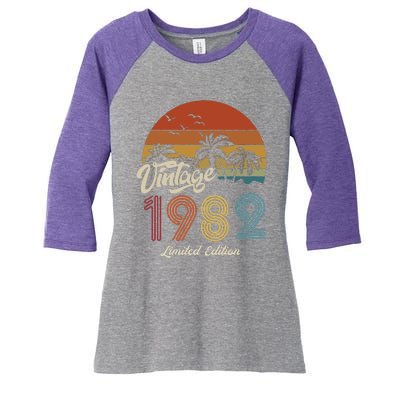 41st Birthday Vintage Limited Edition 1982 Women's Tri-Blend 3/4-Sleeve Raglan Shirt