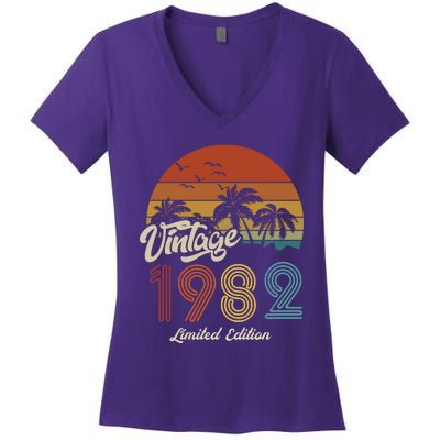 41st Birthday Vintage Limited Edition 1982 Women's V-Neck T-Shirt