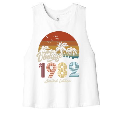 41st Birthday Vintage Limited Edition 1982 Women's Racerback Cropped Tank