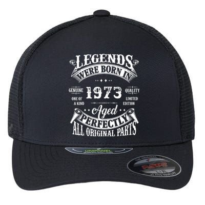 49th Birthday Vintage Birthday Legends Born In 1973 Flexfit Unipanel Trucker Cap