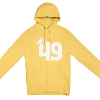 49th Birthday Women Vintage Number 49 With Crown Premium Pullover Hoodie