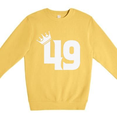 49th Birthday Women Vintage Number 49 With Crown Premium Crewneck Sweatshirt