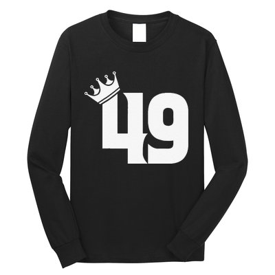 49th Birthday Women Vintage Number 49 With Crown Long Sleeve Shirt