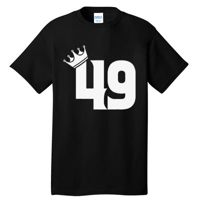 49th Birthday Women Vintage Number 49 With Crown Tall T-Shirt