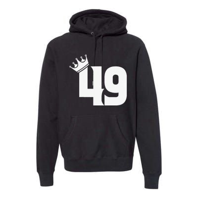 49th Birthday Women Vintage Number 49 With Crown Premium Hoodie