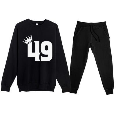 49th Birthday Women Vintage Number 49 With Crown Premium Crewneck Sweatsuit Set