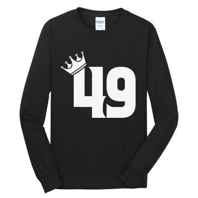 49th Birthday Women Vintage Number 49 With Crown Tall Long Sleeve T-Shirt