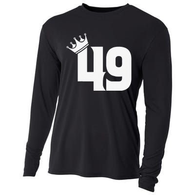 49th Birthday Women Vintage Number 49 With Crown Cooling Performance Long Sleeve Crew