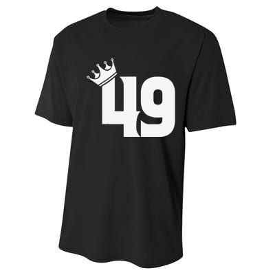 49th Birthday Women Vintage Number 49 With Crown Performance Sprint T-Shirt