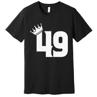 49th Birthday Women Vintage Number 49 With Crown Premium T-Shirt