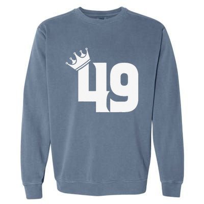 49th Birthday Women Vintage Number 49 With Crown Garment-Dyed Sweatshirt