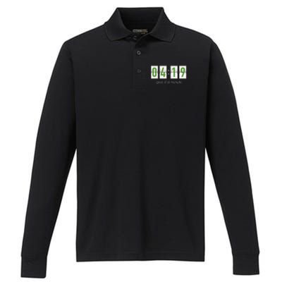 420 Clock 419 Subtle Stoner Marijuana Weed Humor Performance Long Sleeve Polo