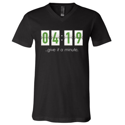 420 Clock 419 Subtle Stoner Marijuana Weed Humor V-Neck T-Shirt