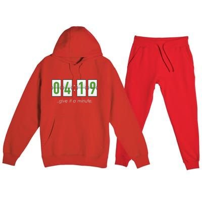 420 Clock 419 Subtle Stoner Marijuana Weed Humor Premium Hooded Sweatsuit Set