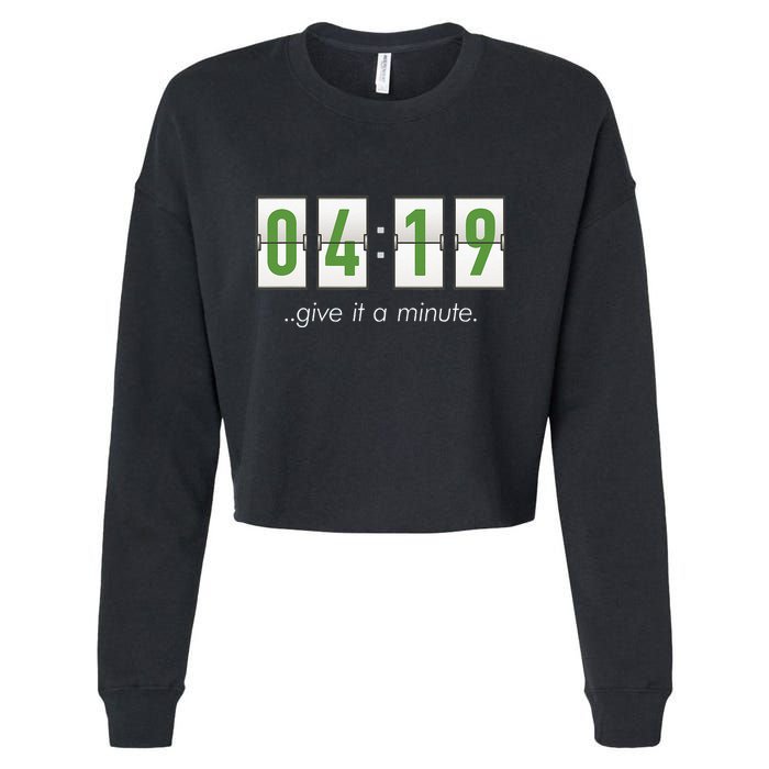 420 Clock 419 Subtle Stoner Marijuana Weed Humor Cropped Pullover Crew