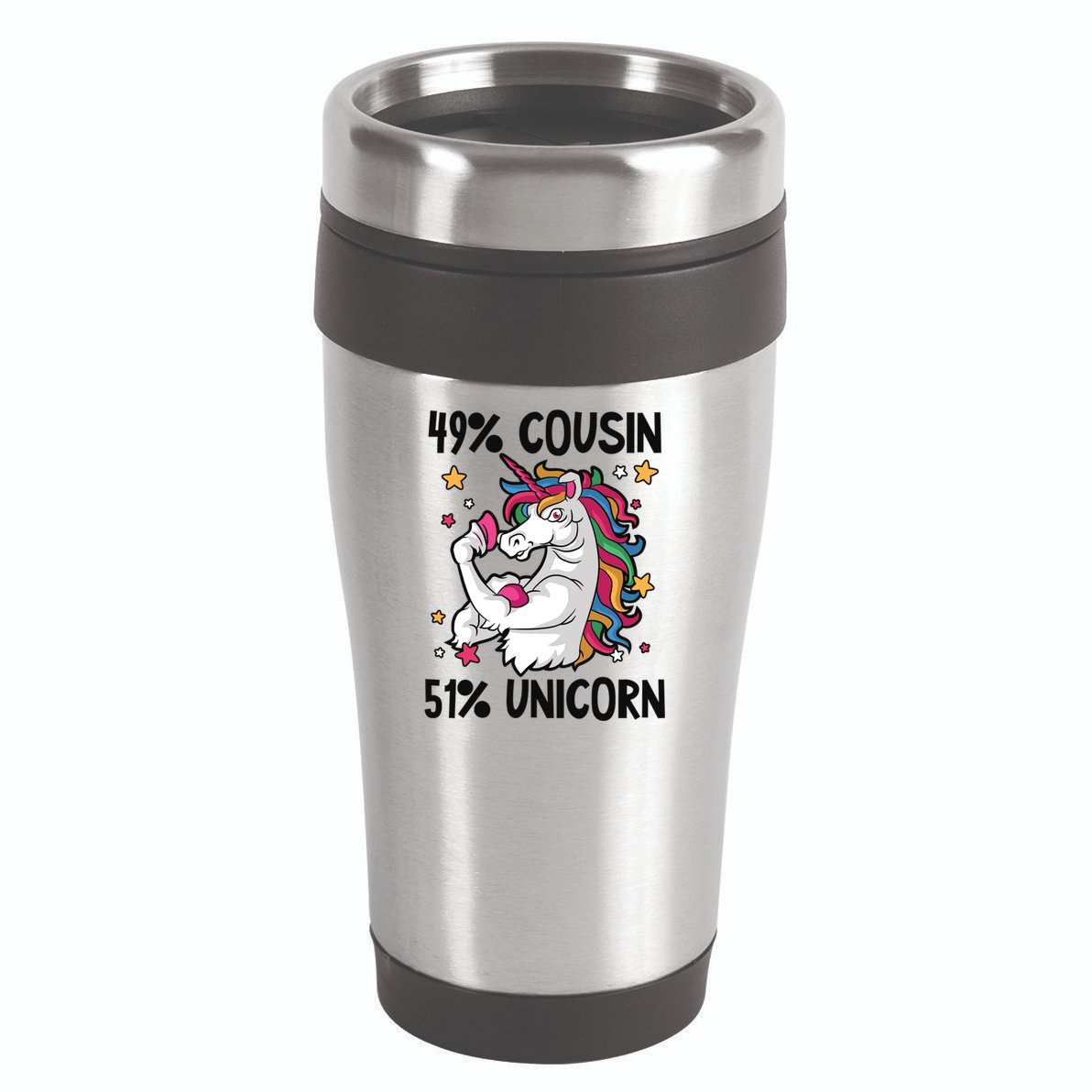 49% Cousin 51% Unicorn Design Cousin Crew Gift 16oz Travel Tumbler