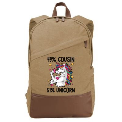 49% Cousin 51% Unicorn Design Cousin Crew Gift Cotton Canvas Backpack