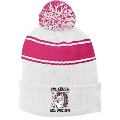 49% Cousin 51% Unicorn Design Cousin Crew Gift Stripe Pom Pom Beanie