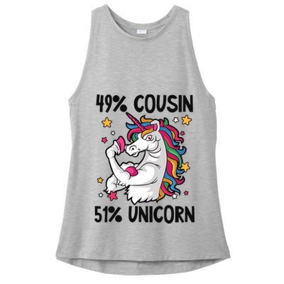 49% Cousin 51% Unicorn Design Cousin Crew Gift Ladies PosiCharge Tri-Blend Wicking Tank