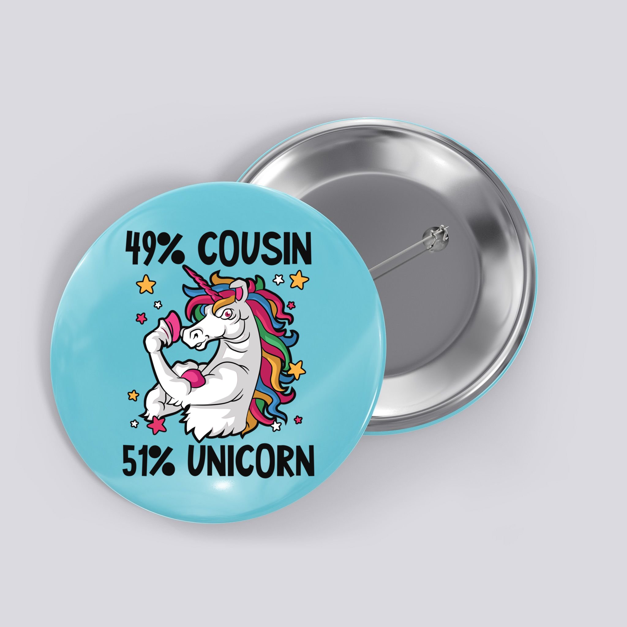 49% Cousin 51% Unicorn Design Cousin Crew Gift Button