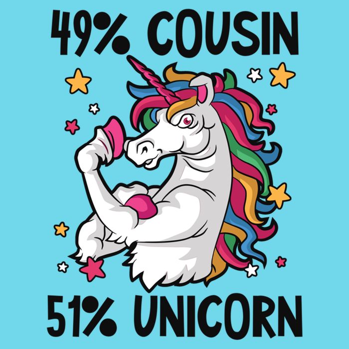 49% Cousin 51% Unicorn Design Cousin Crew Gift Button