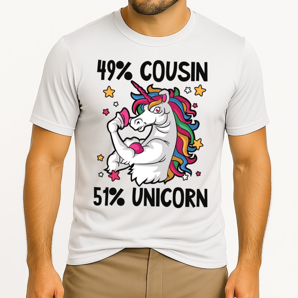 49% Cousin 51% Unicorn Design Cousin Crew Gift Cooling Performance Crew T-Shirt
