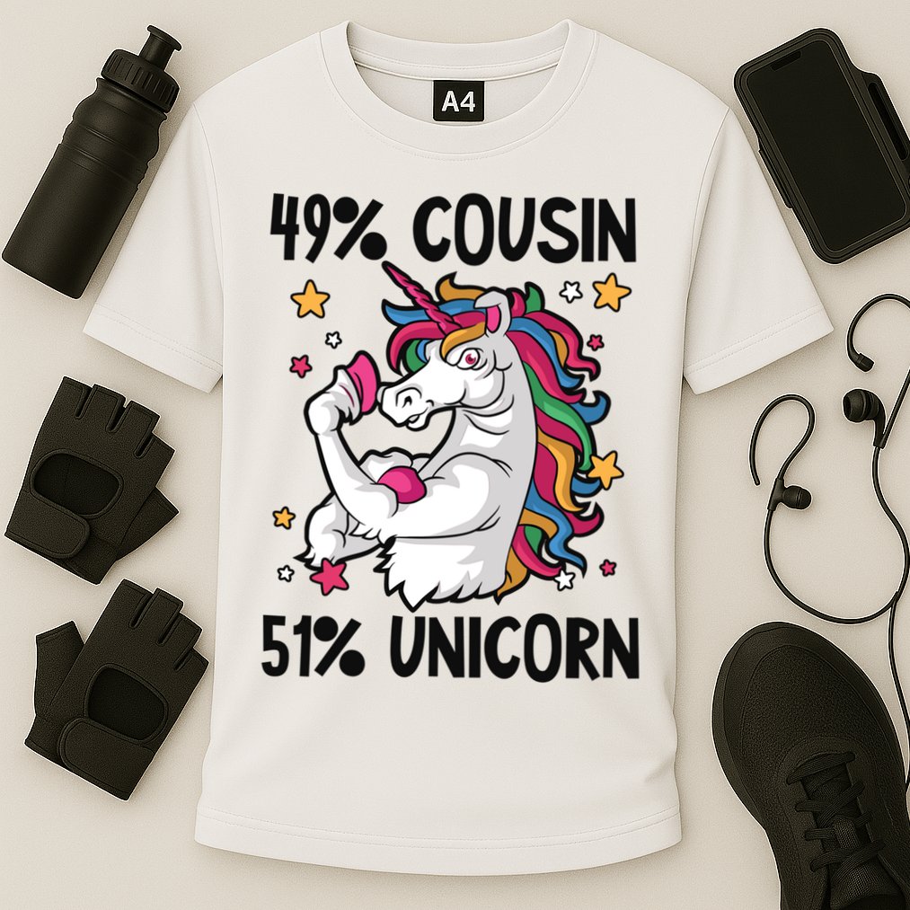 49% Cousin 51% Unicorn Design Cousin Crew Gift Cooling Performance Crew T-Shirt