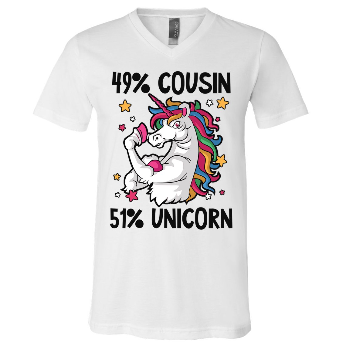 49% Cousin 51% Unicorn Design Cousin Crew Gift V-Neck T-Shirt