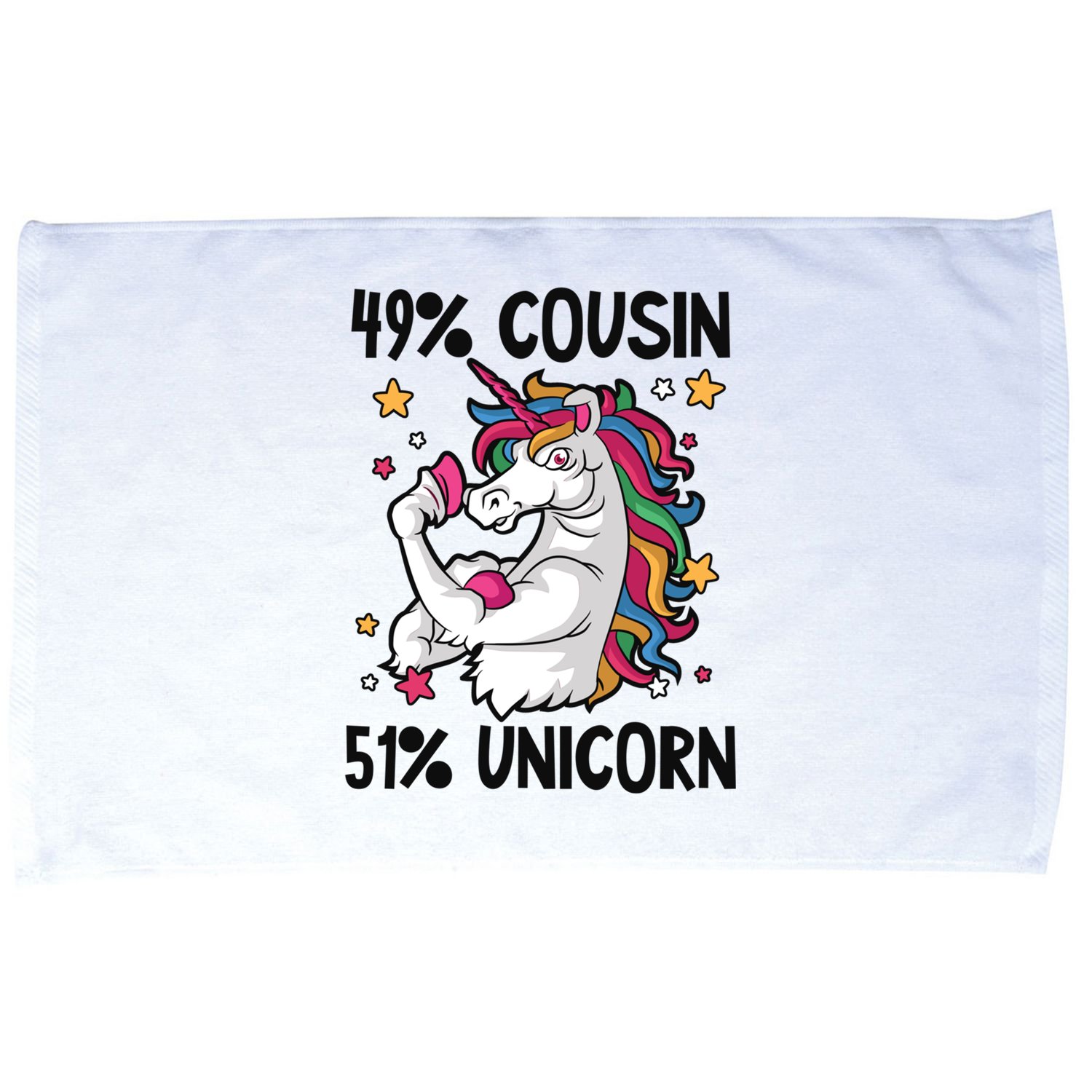 49% Cousin 51% Unicorn Design Cousin Crew Gift Microfiber Hand Towel