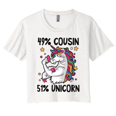 49% Cousin 51% Unicorn Design Cousin Crew Gift Crop Top