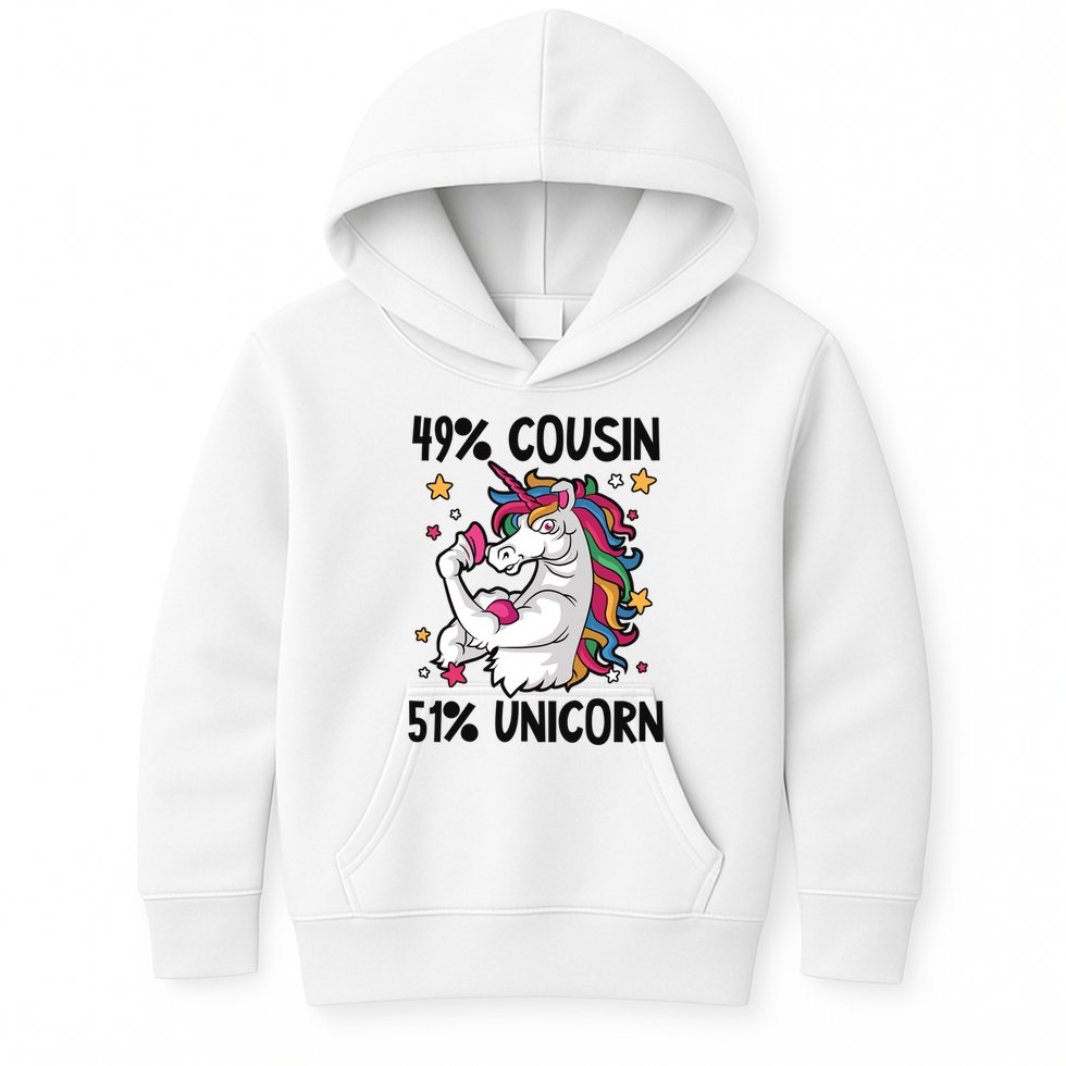 49% Cousin 51% Unicorn Design Cousin Crew Gift Kids Hoodie