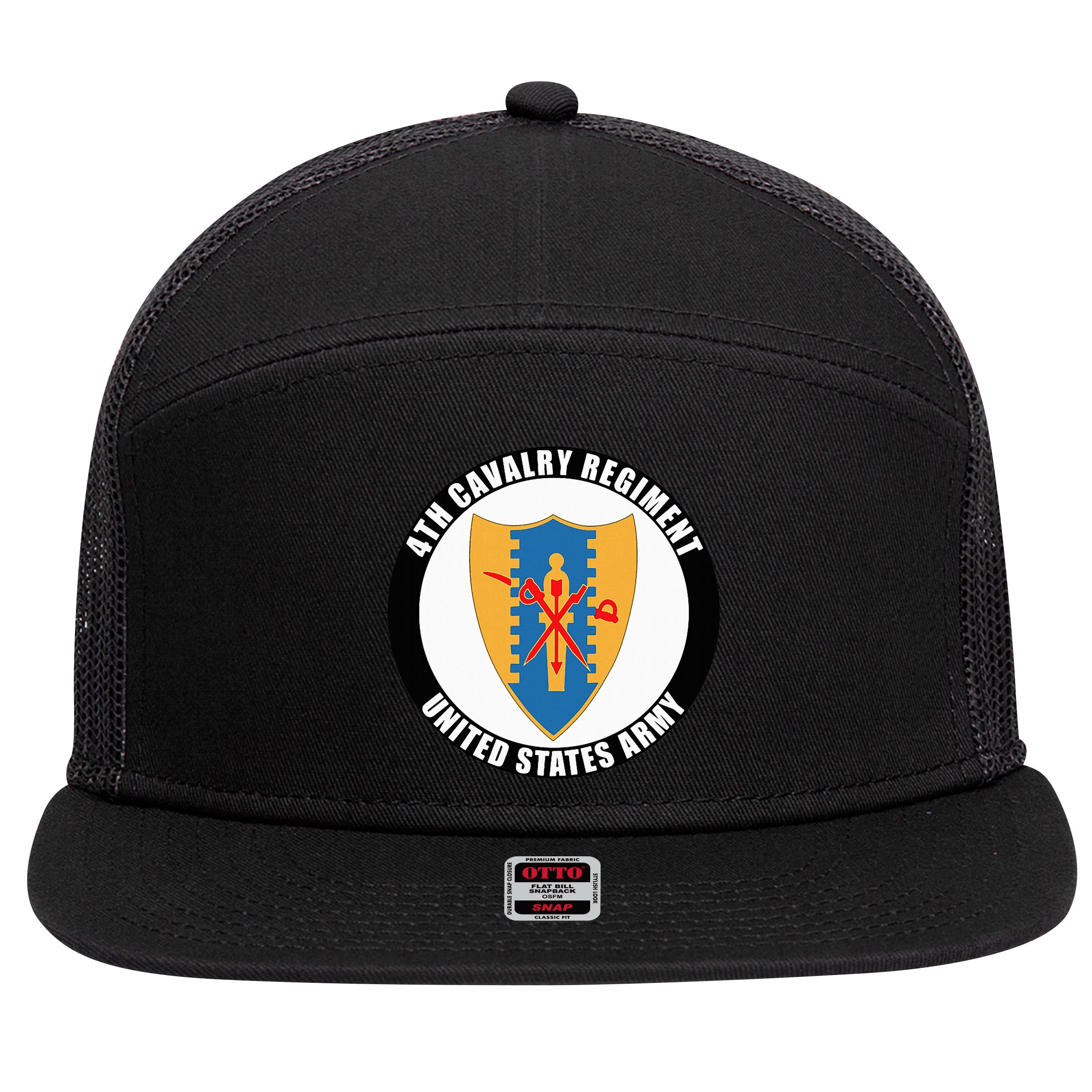 4th Cavalry Regiment United States Army Veteran Military 7 Panel Mesh Trucker Snapback Hat