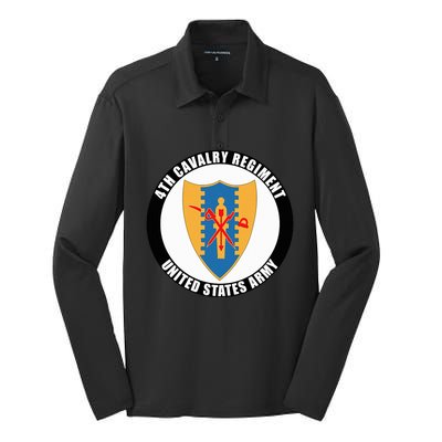 4th Cavalry Regiment United States Army Veteran Military Silk Touch Performance Long Sleeve Polo