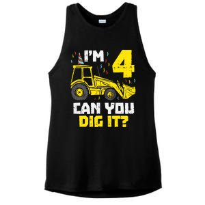 4 Can You Dig It Construction Truck 4th Birthday Boy Gift Ladies PosiCharge Tri-Blend Wicking Tank